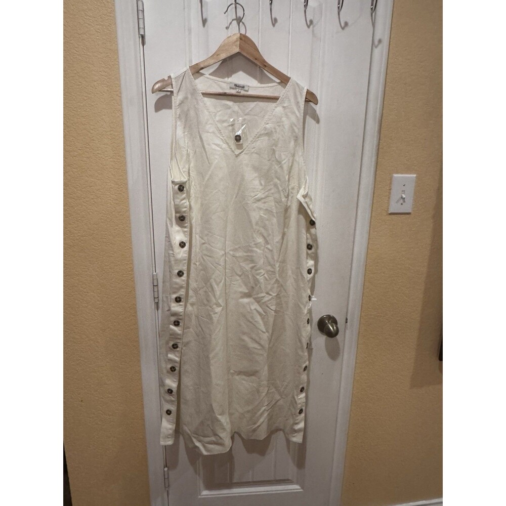 NWT Madewell Cream Cotton Boho Maxi Dress - Size 2X Side Button - Picture 3 of 14